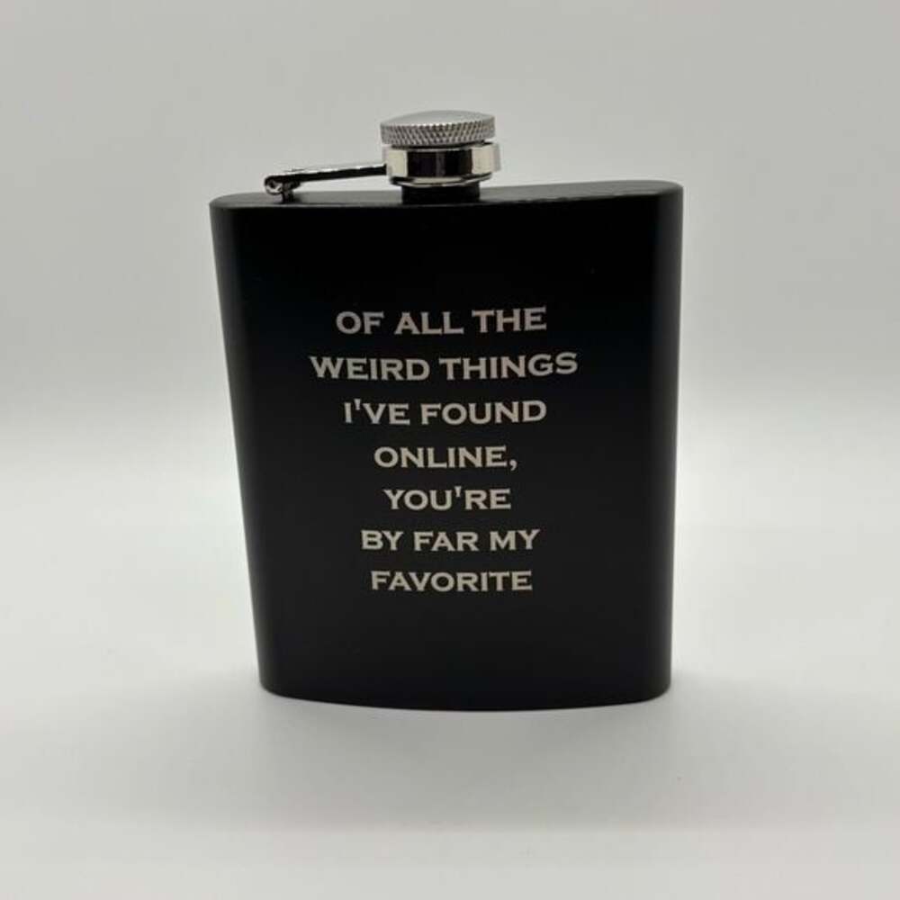 Black Flask with Humorous Quote